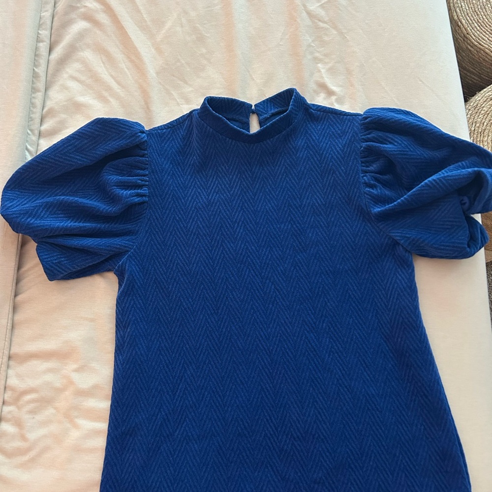 Elegant Blue Puff Sleeve Top